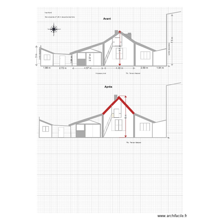 DP3  Plan de coupe Actuel. Plan de 0 pièce et 0 m2