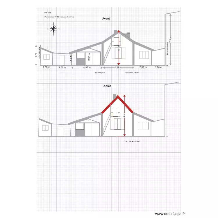DP3  Plan de coupe Actuel. Plan de 