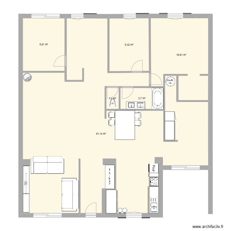 MALV. Plan de 6 pièces et 130 m2