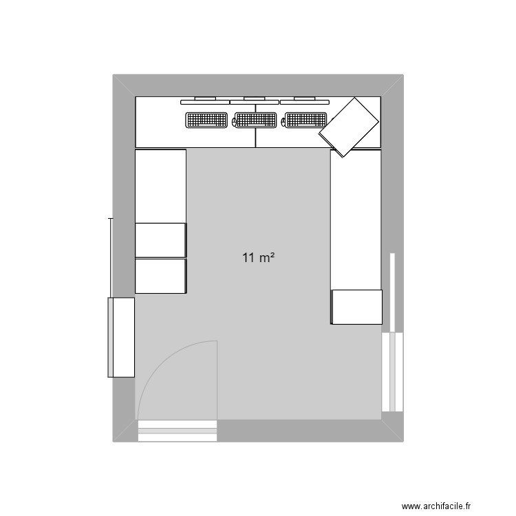 Bureau. Plan de 1 pièce et 11 m2