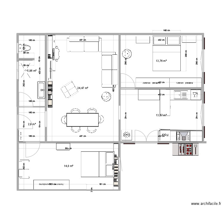 CABANON 6. Plan de 6 pièces et 75 m2