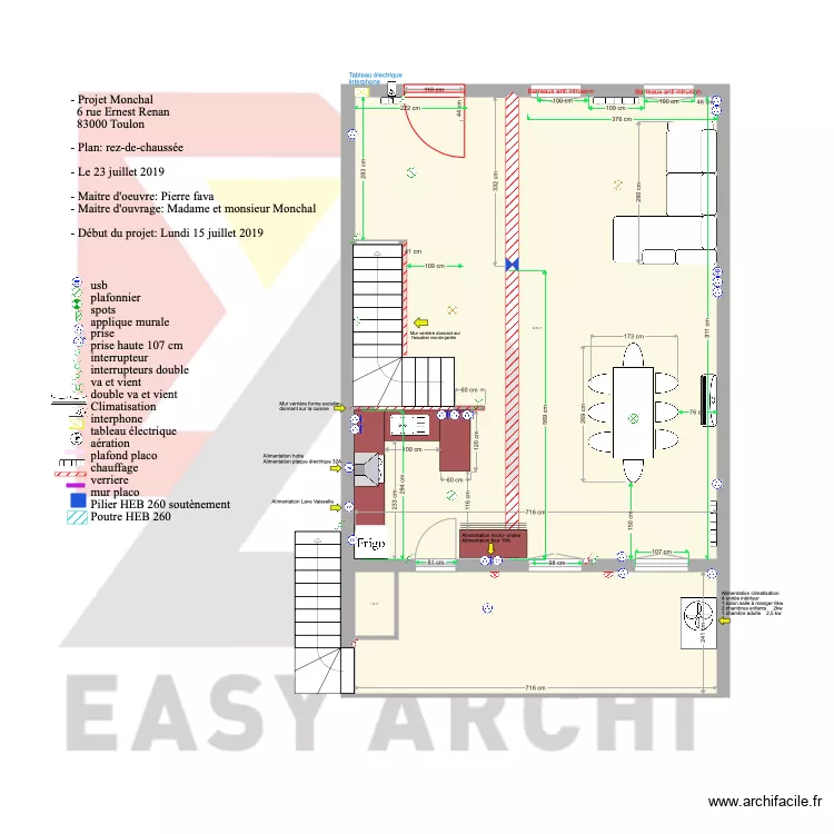 Plan Projet Monchal Rez de chauss&eacute;e HEB. Plan de 