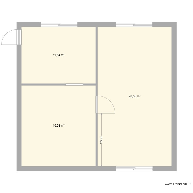 chalendon. Plan de 3 pièces et 57 m2