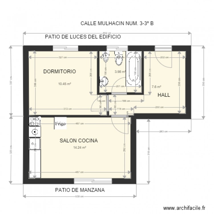 mulhacin. Plan de 4 pièces et 36 m2