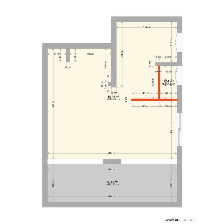 Projet renovation. Plan de 3 pièces et 55 m2