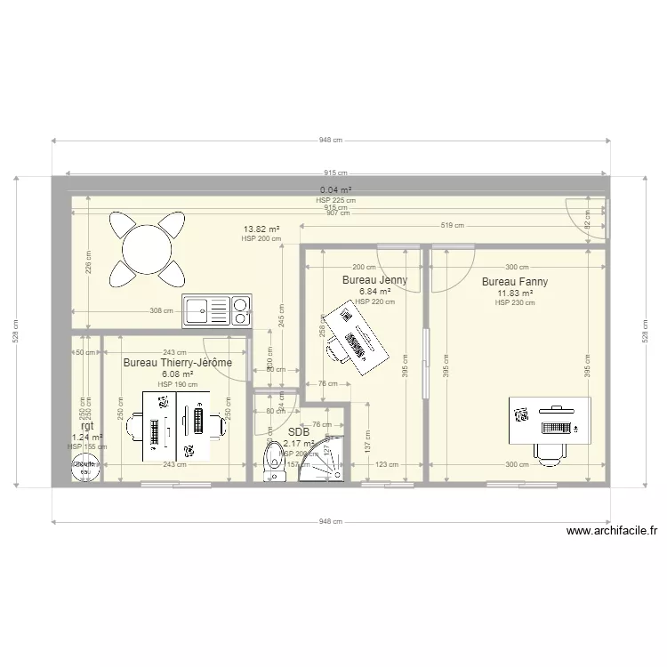Vestiaire Repos Bureau MPB Capbreton 3. Plan de 