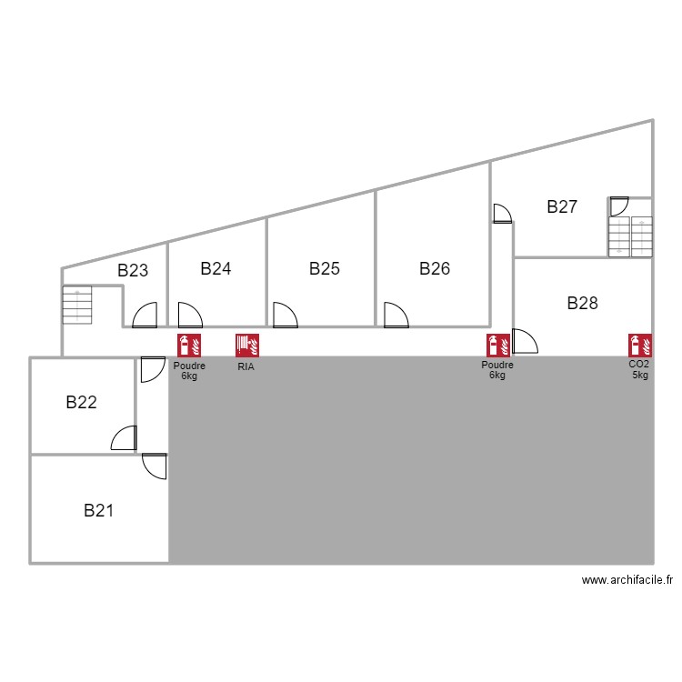 IDBHBlocBniveau2incendie. Plan de 8 pièces et 251 m2