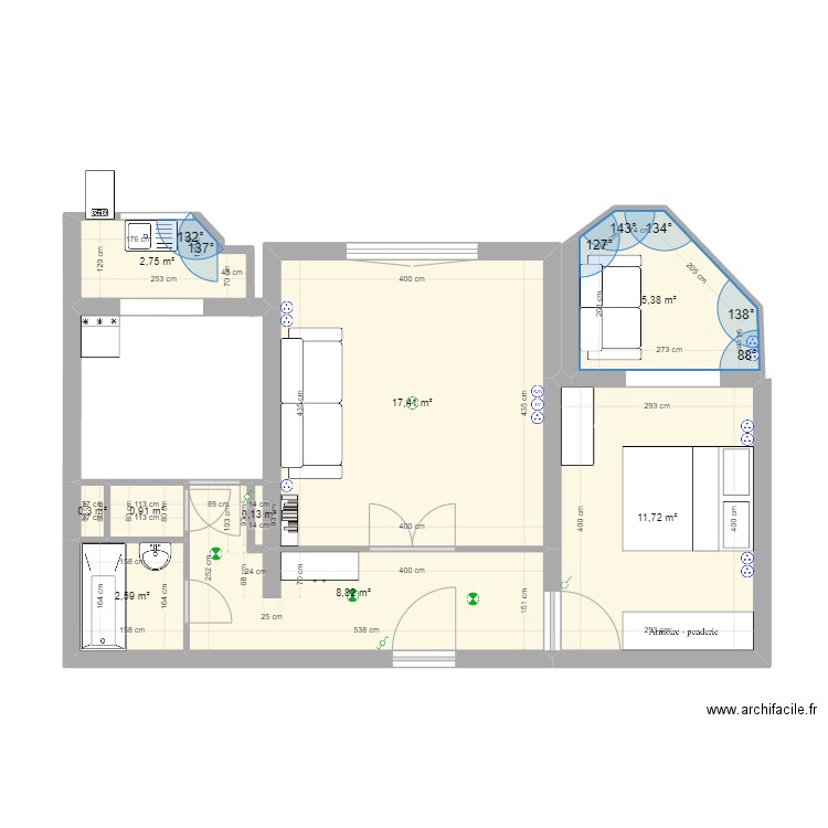 Apartament Briceni2. Plan de 9 pièces et 50 m2