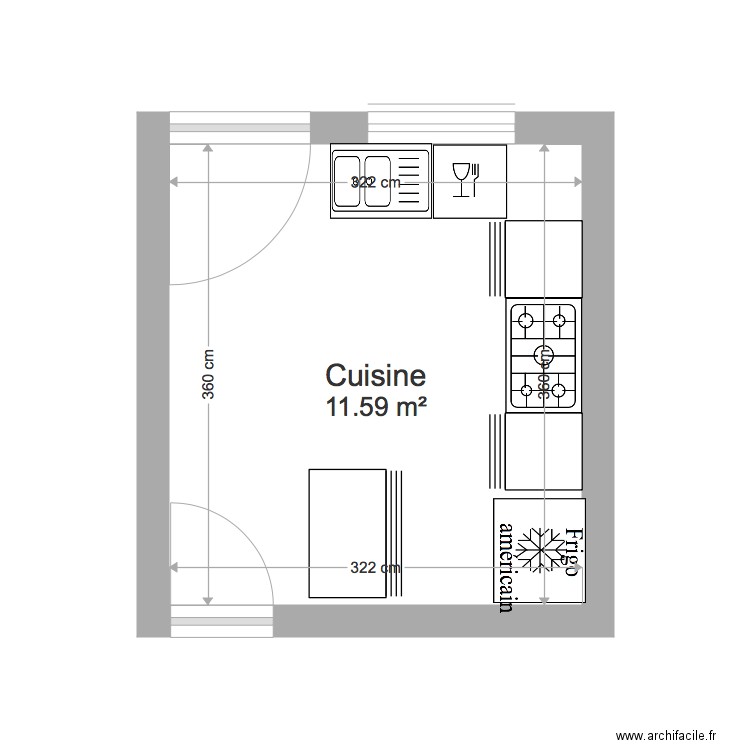 Cuisine. Plan de 0 pièce et 0 m2