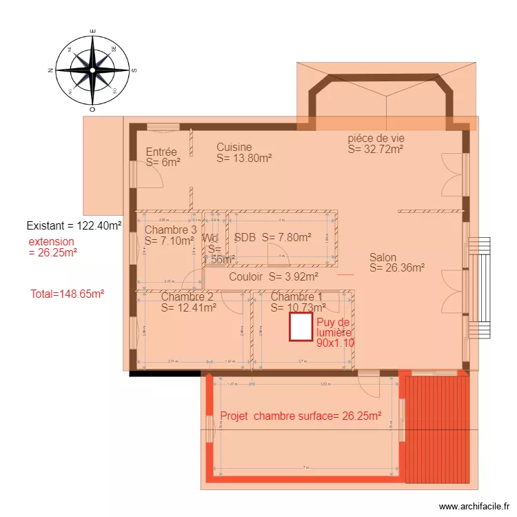 Plan existant et projet    chalet 90  PC relance. Plan de 