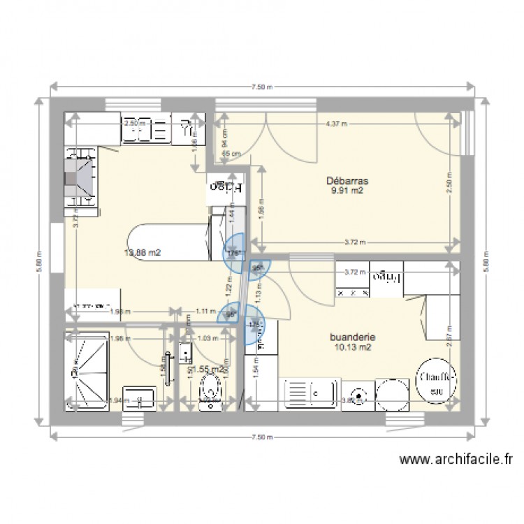 cuisine buanderie 5 réduit. Plan de 0 pièce et 0 m2