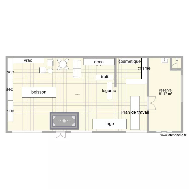 magasin. Plan de 2  et 279 m²