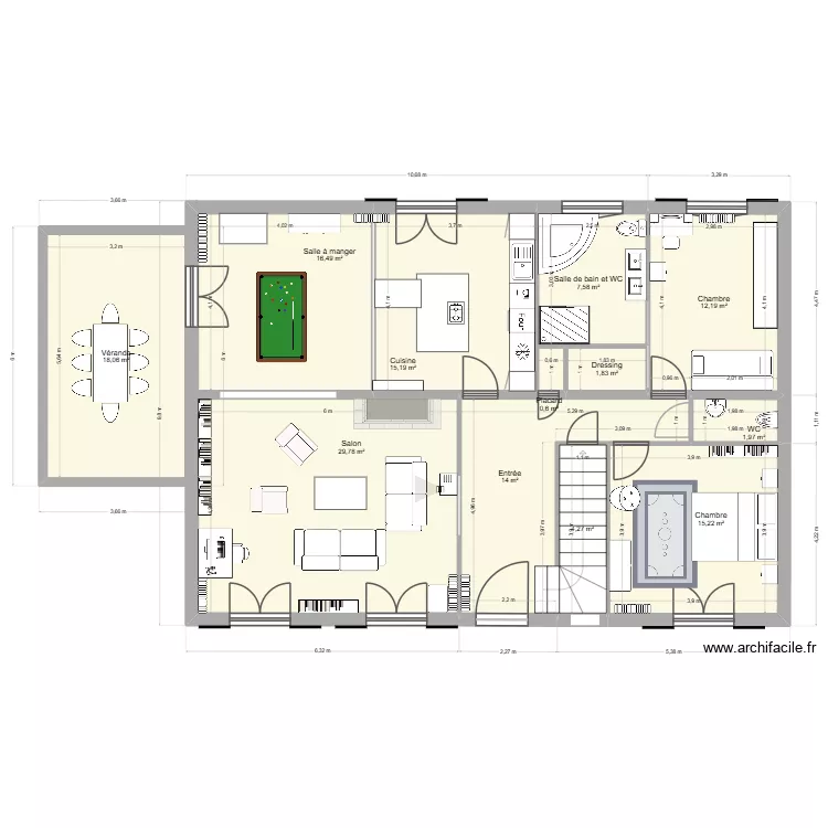 Maison. Plan de 12  et 137 m²