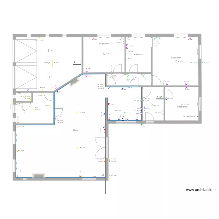 Lo&iuml;c beneden elec kringen gekleurd. Plan de 