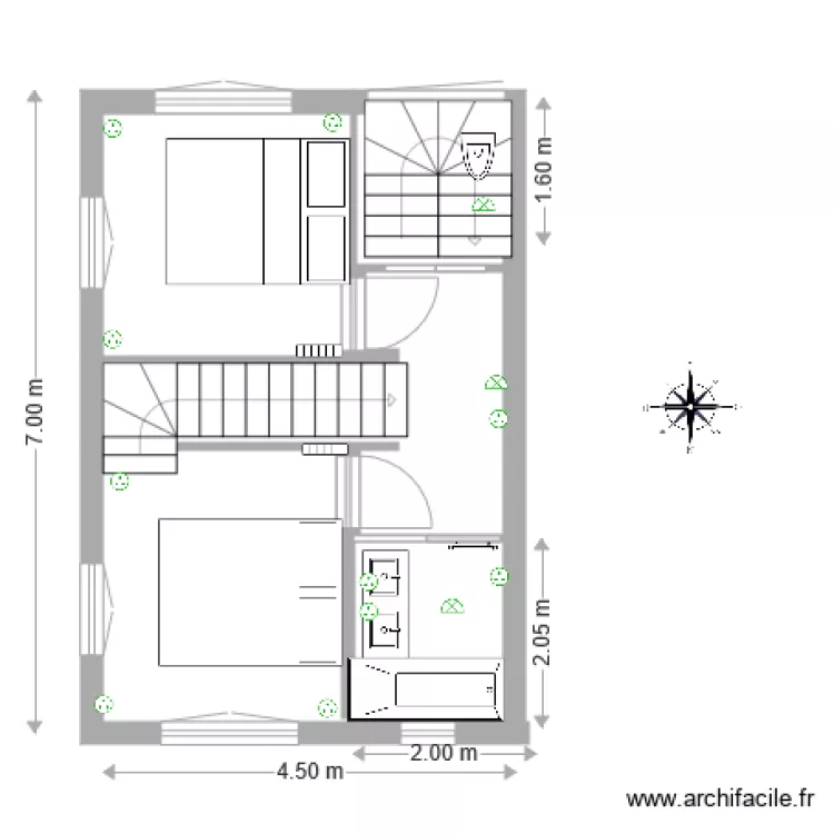 VB 2 Deuxi&egrave;me esc NS plus sud. Plan de 