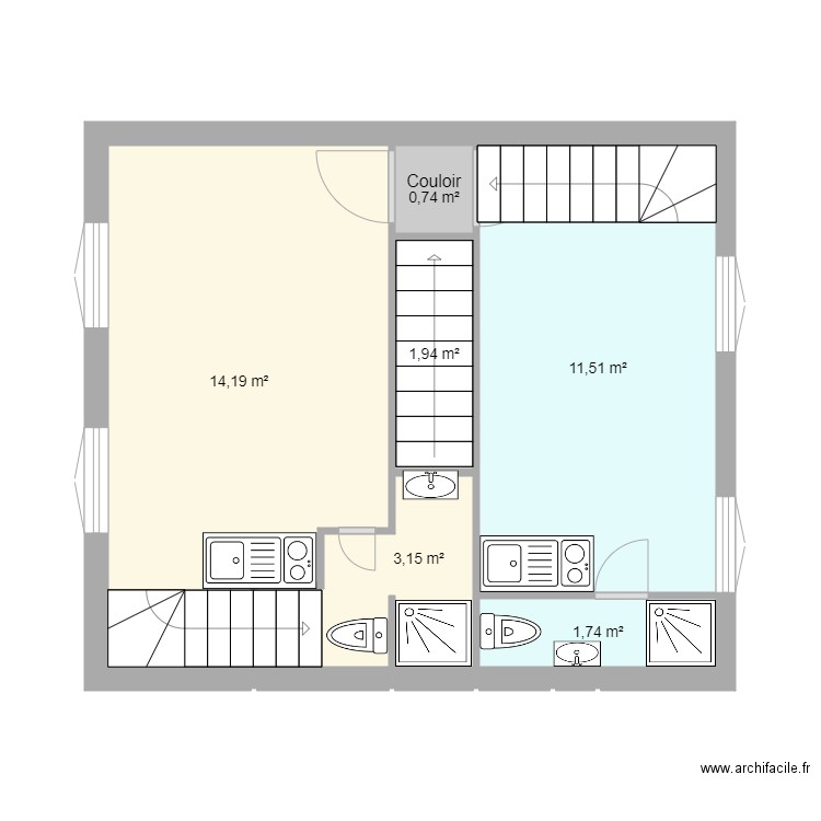 SAINT OUEN ETAGE 2. Plan de 6 pièces et 33 m2