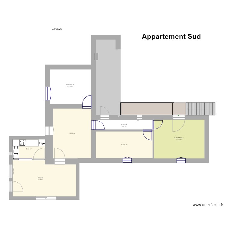 La  plaine   Appartement V6. Plan de 8 pièces et 100 m2