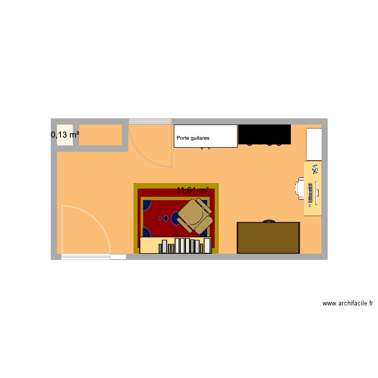 Bureau Brignoud. Plan de 2 pièces et 12 m2