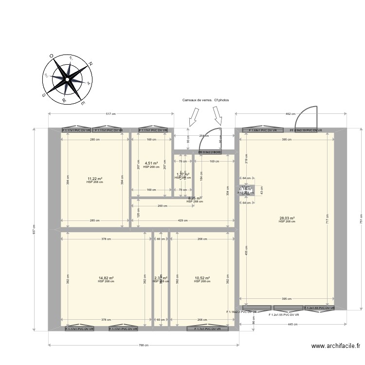 vugliano. Plan de 9 pièces et 81 m2