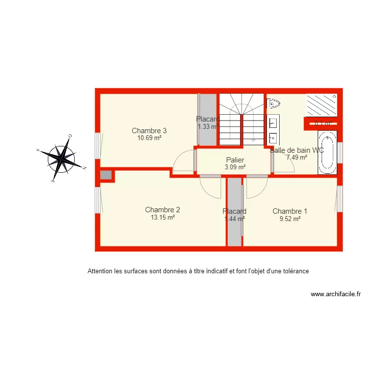 BI 5722 &eacute;tage non c&ocirc;t&eacute;. Plan de 