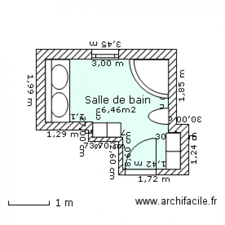 salle de bain. Plan de 0 pièce et 0 m2