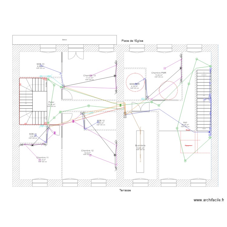 Etage1 éclairage. Plan de 0 pièce et 0 m2