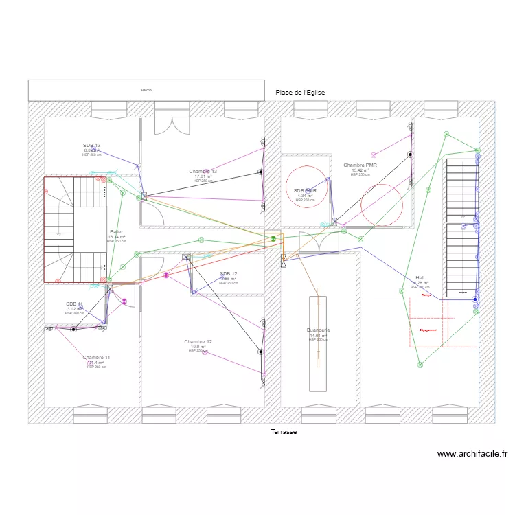 Etage1 &eacute;clairage. Plan de 