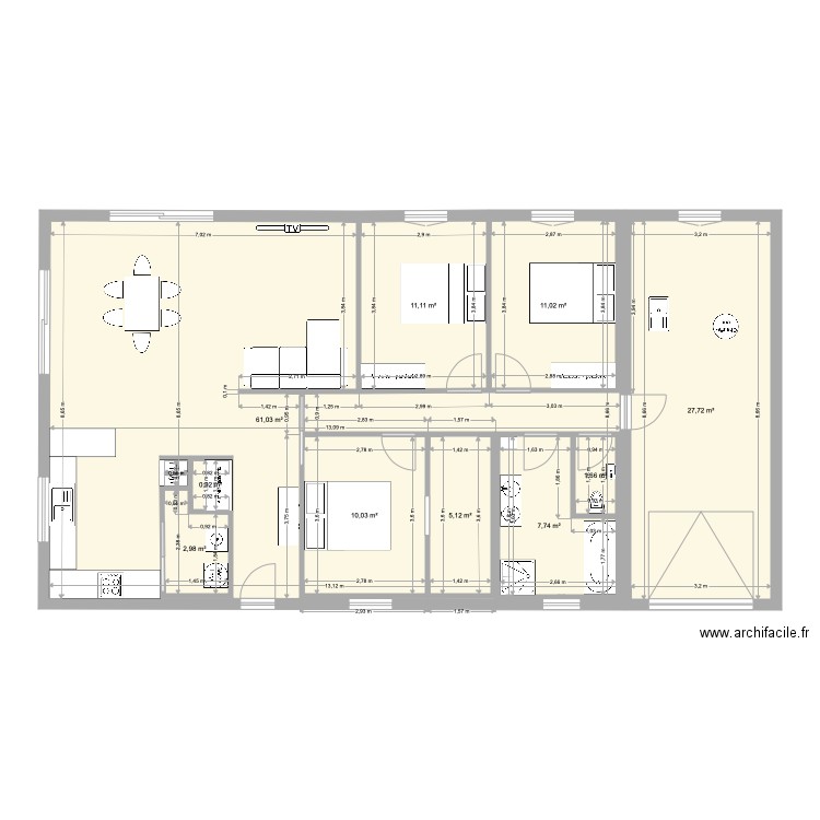 Maison 100m2 14 01 22. Plan de 11 pièces et 151 m2