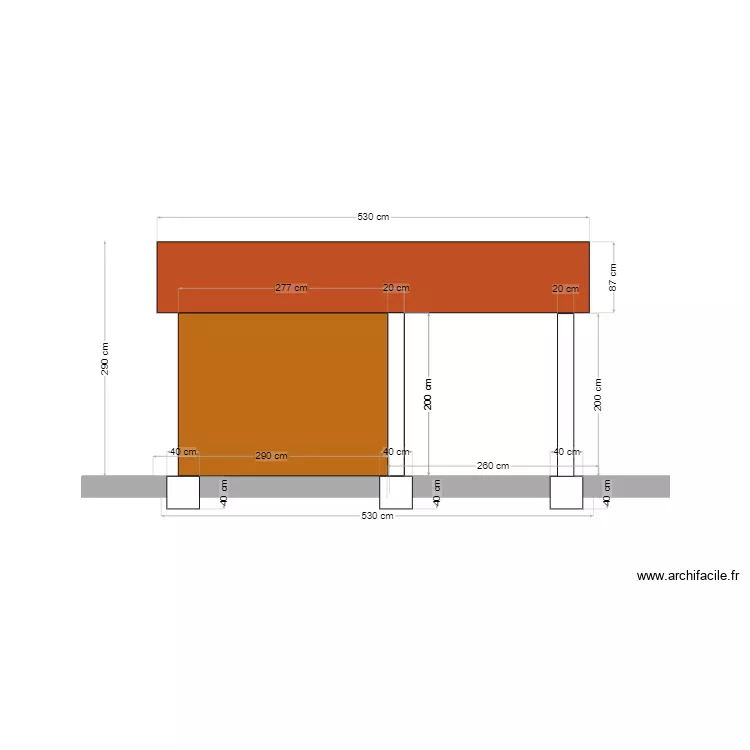Abri vue Face arrière bis. Plan de Abri vue Face arrière bis. Plan de