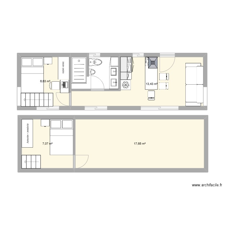 MICHEL 10 X 3 = 30 M2 + 9 M2 = 39 M2. Plan de 4 pièces et 45 m2