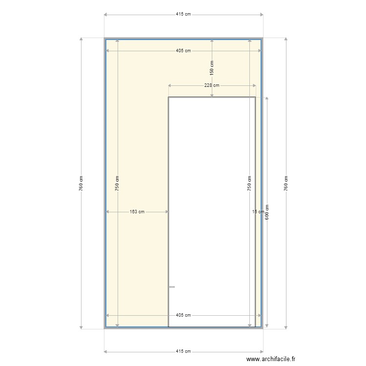 wall 17 door X 3. Plan de 1 pièce et 30 m2