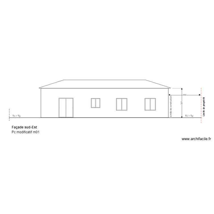 Facade sud Est m01. Plan de 