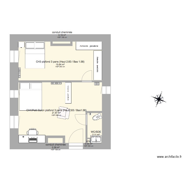 maison ÉTAGE Toit 4 pans. Plan de 0 pièce et 0 m2