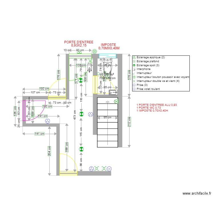 VAI ENTREE ELECT. Plan de 1 pièce et 1 m2