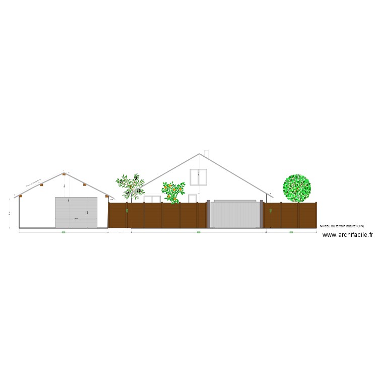 Vue en coupe façade EST avec 50. Plan de 0 pièce et 0 m2