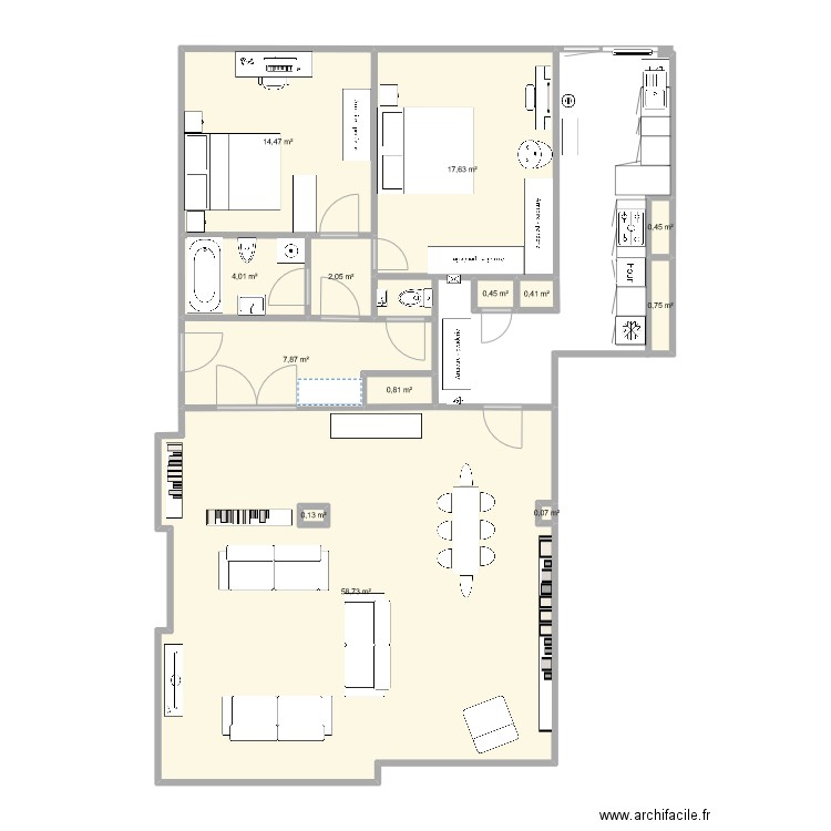 Plan aménagement 2. Plan de 13 pièces et 108 m2