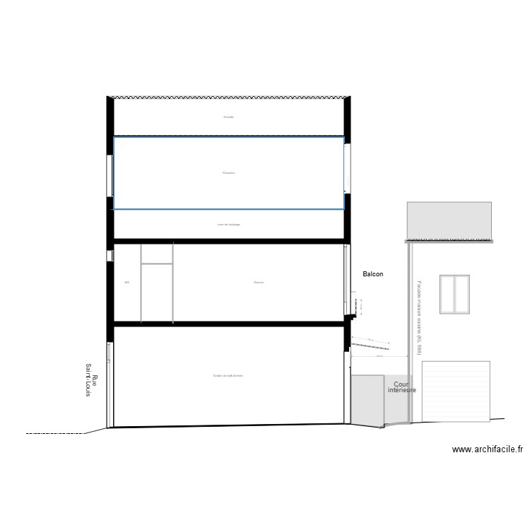 Balcon plan de coupe existant. Plan de 0 pièce et 0 m2