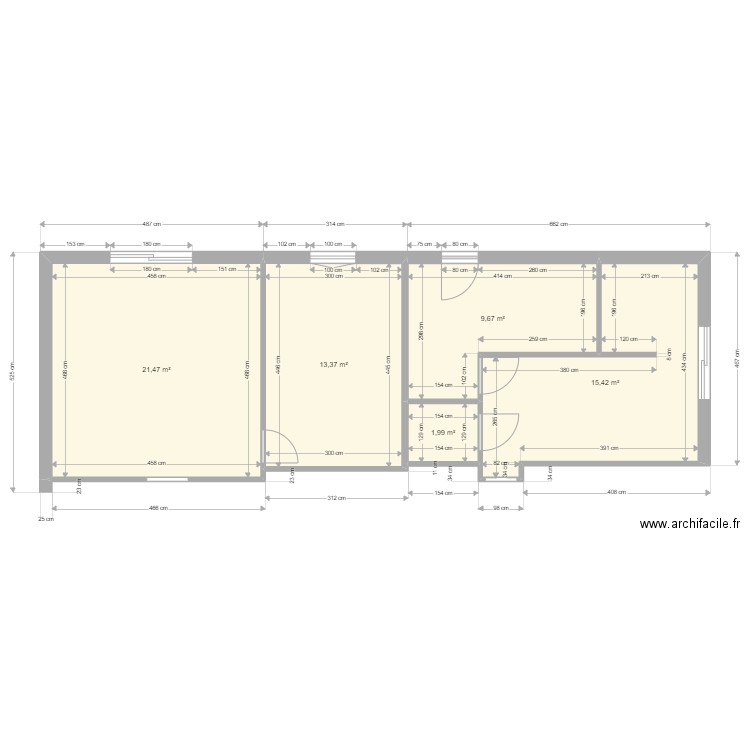 plan definitf cotation. Plan de 5 pièces et 62 m2