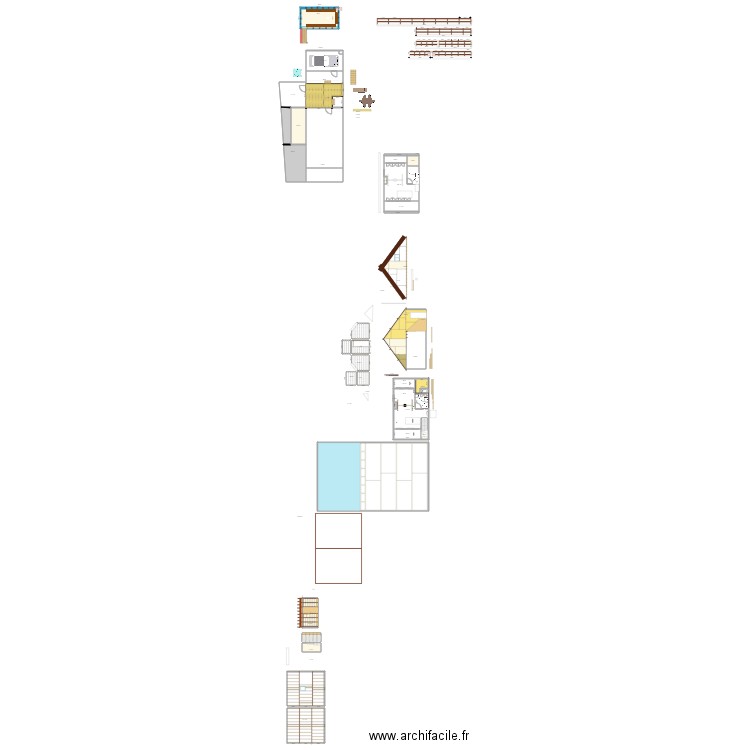 Cour terrasse bois. Plan de 0 pièce et 0 m2