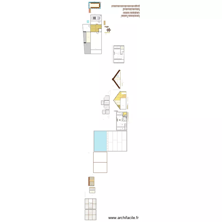 Cour terrasse bois. Plan de 