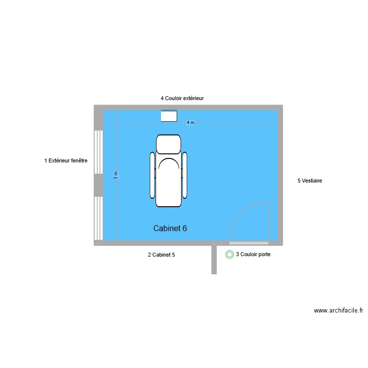 61199 Cabinet 6. Plan de 1 pièce et 12 m2
