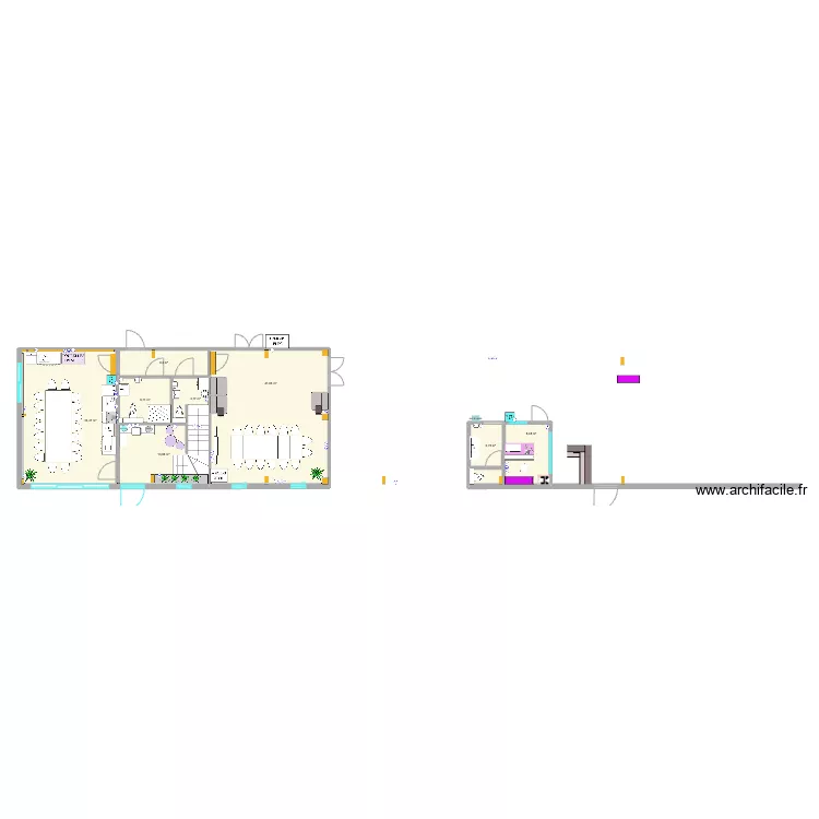IDZIA RDC V2 Comptoir atelier et sanitaires. Plan de 