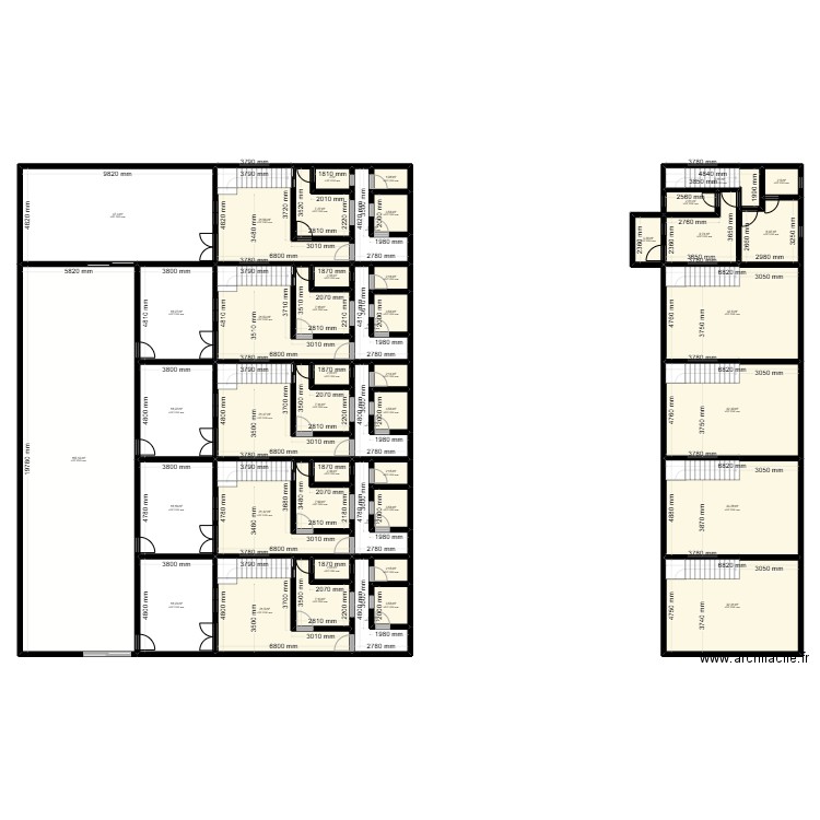 mini cité. Plan de 46 pièces et 612 m2
