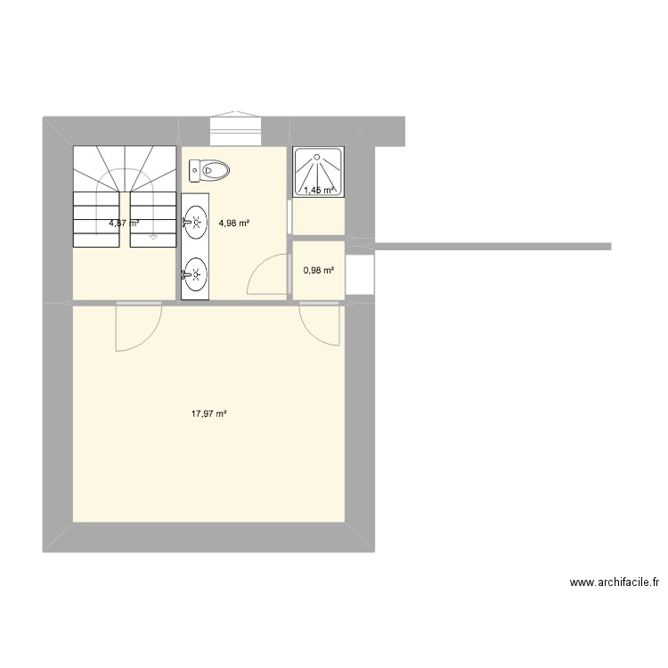 sdb marne. Plan de 5 pièces et 30 m2