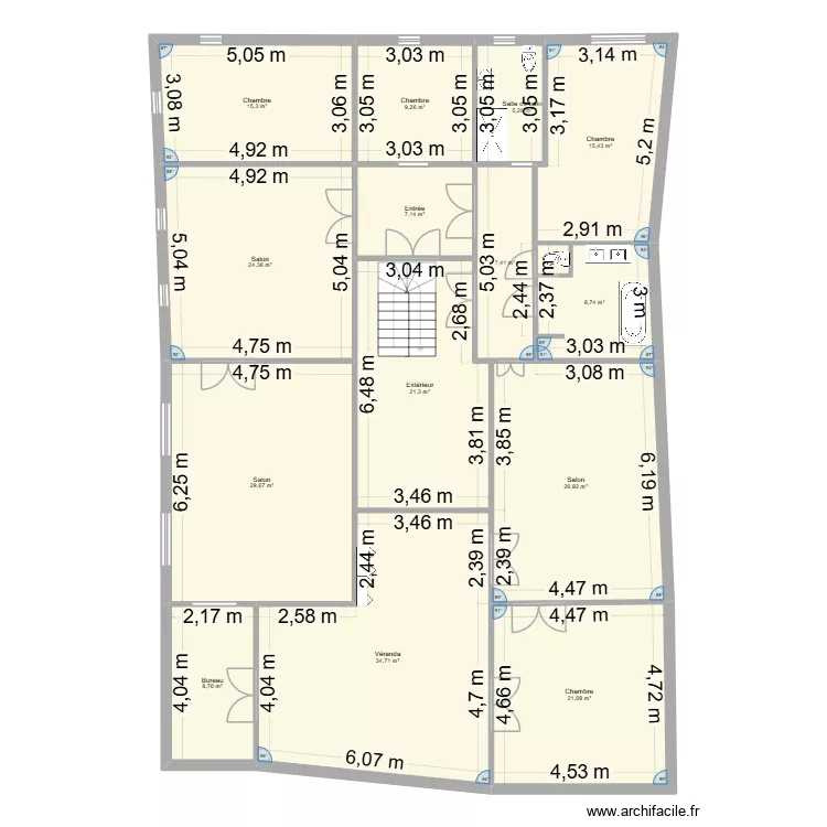 logement. Plan de 14  et 235 m²