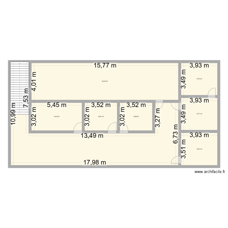 sous sol 22x12. Plan de 8 pièces et 227 m2