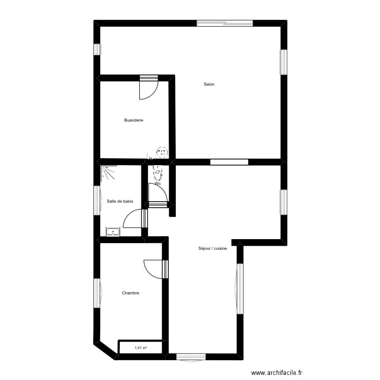 Carvin. Plan de 7 pièces et 94 m2
