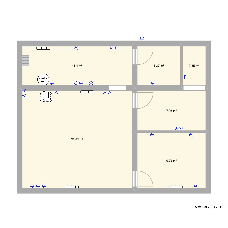 électricité grand rend. Plan de 6 pièces et 62 m2