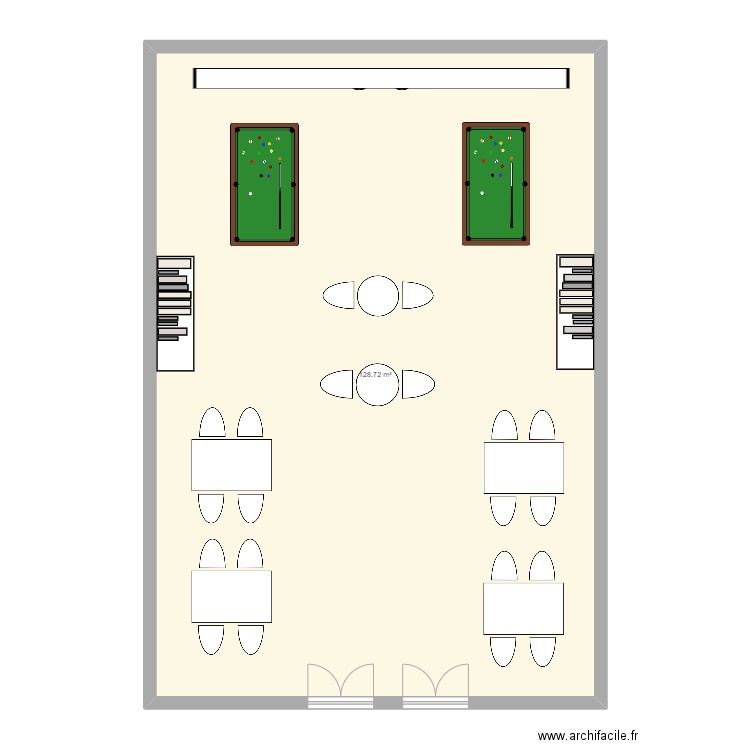 Salle D01. Plan de 1 pièce et 129 m2