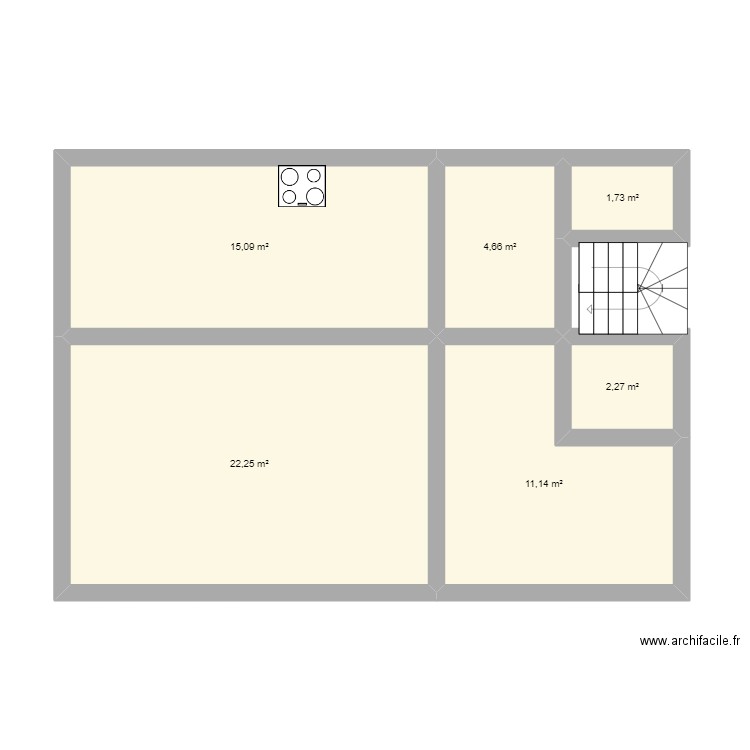 PREMIER PLAN FENG SHUI. Plan de 6 pièces et 57 m2